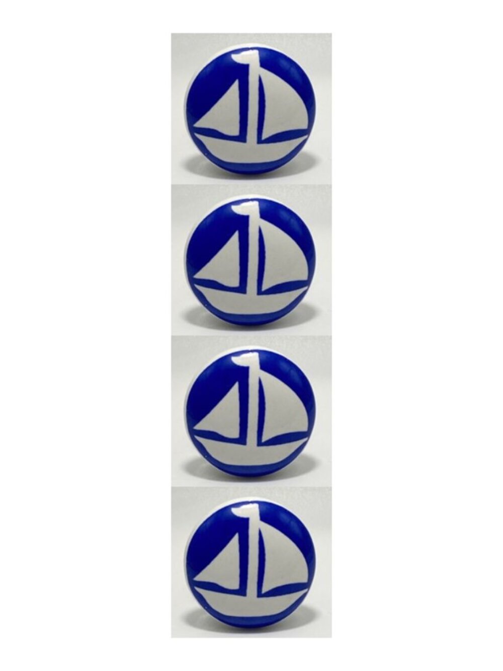 4 - Sailboat Ceramic Drawer Pull Knob Nautical Lake Coastal Beach Theme
